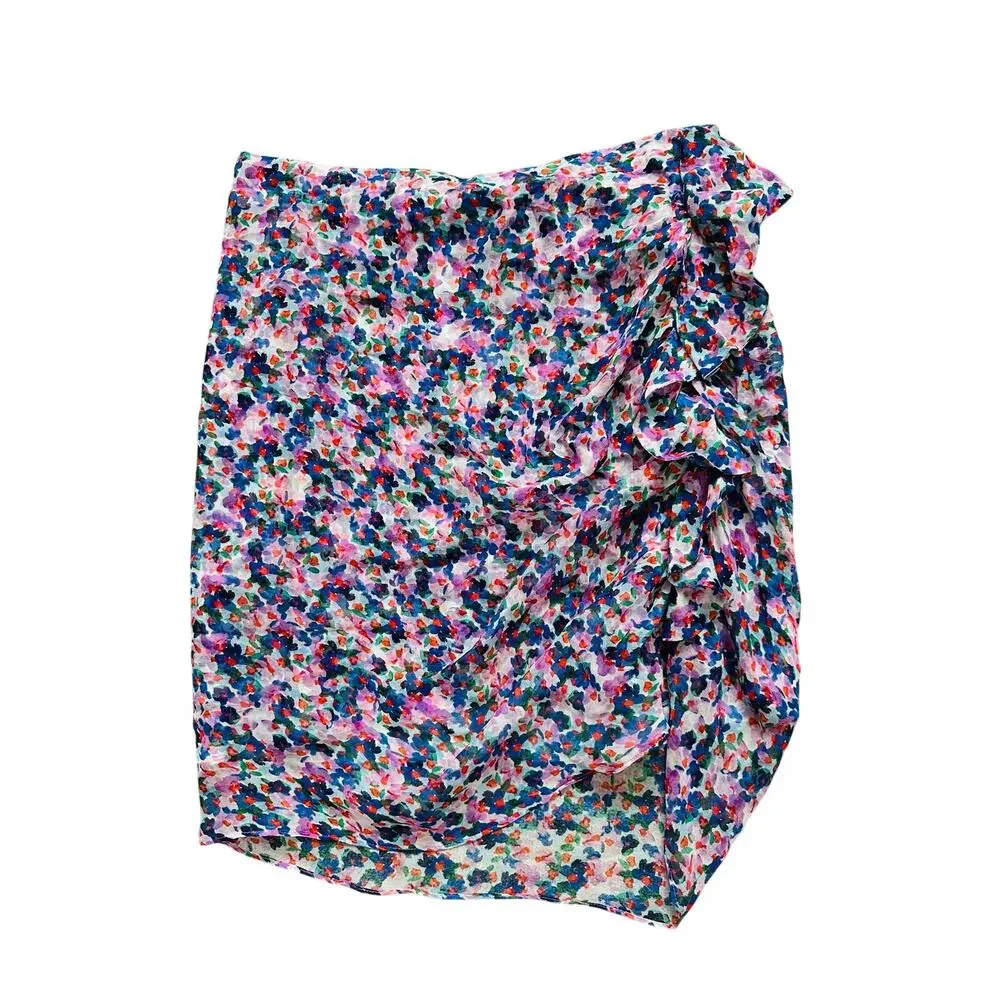 Veronica Beard Spencer Silk Floral Ruffle Mini Skirt Size 6
